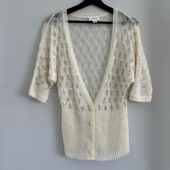 Y2K Ann Taylor Loft Mohair Wool Blend Sweater Embellished Women's Size XS - Picture 2 of 9